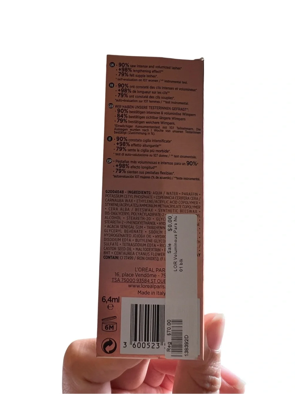 L'Oreal Paris Paradise Extatic Mascara - 01 Black - NIB